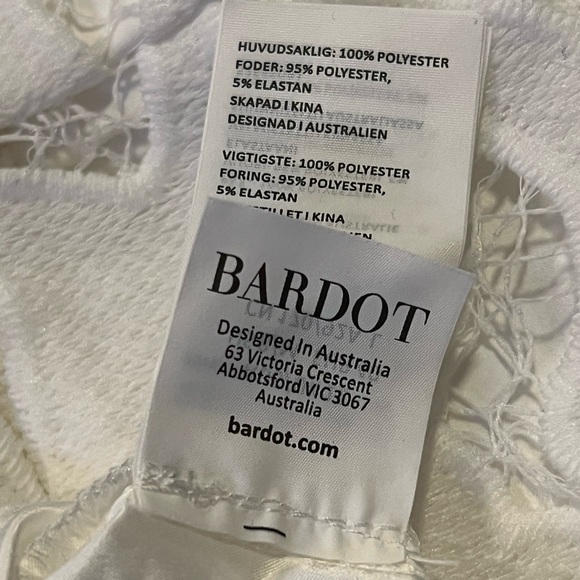 Bardot Lina Dress Women’s Medium White Elegant Fitted Lace Sheath Midi Skirt - Picture 7 of 9